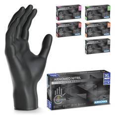 ARNOMED engångshandskar svarta, nitrilhandskar XL, 100 st/låda, puderfria & latexfria, engångshandskar, handskar finns i storlekarna XS, S, M, L, XL & XXL