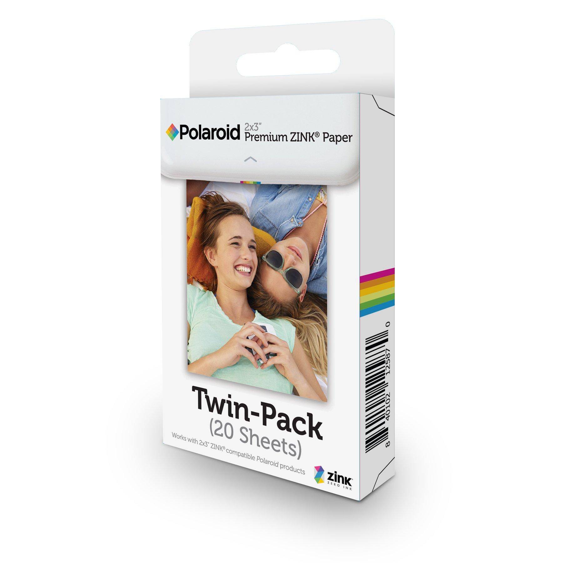 Zink Polaroid 2x3 inch Premium Zink Zero Photo Paper Compatible with Polaroid Instant Print Digital Cameras Polaroid Zip Mobile Photo Printers 20-Pack