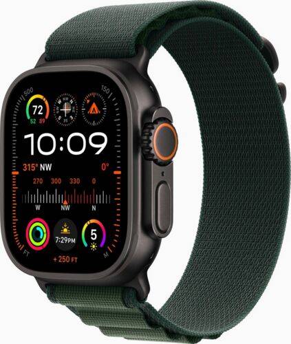 Apple Watch Ultra 2 (2024) | GPS + Cellular | svart | Alpine Loop mörkgrön Medium