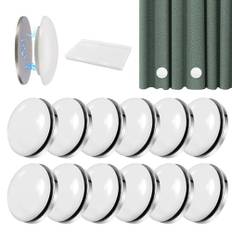 10 par magnetduschdraperi, duschdraperi vikter magnetisk, rund gardinvikter, vit magnetisk duschdraperi tyngd, med 1 förvaringslåda, för gardiner, dukar, duschdraperier