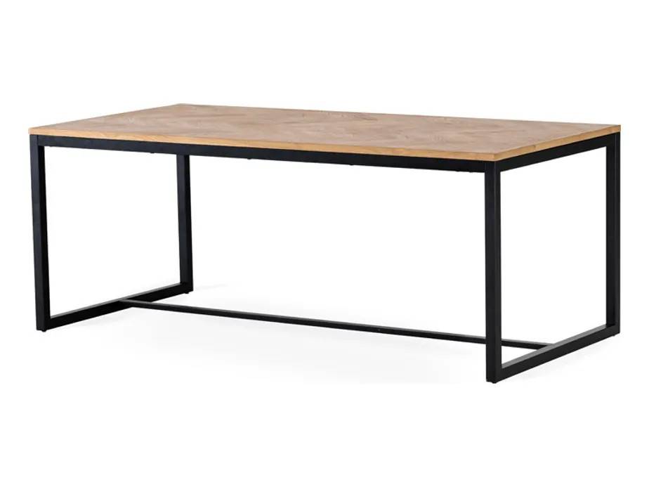 Torkelson Fishbone matbord Oljad ek/svart metallunderrede 190x95 cm