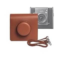 Kimyoaee Bärväska för Fujifilm Instax Wide Evo 2-i-1 Instant Film Kamerafodral Tillbehör, Läderväska med avtagbar axelrem, Brun