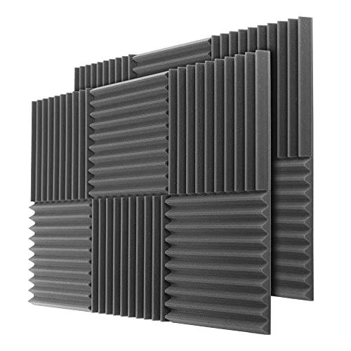 AcousPanel Skumplatta, akustikskum, 12 akustikpaneler, 30 x 30 x 3 cm, ljudskum, väggplattor, inte vakuum-komprimerad, antracitgrå