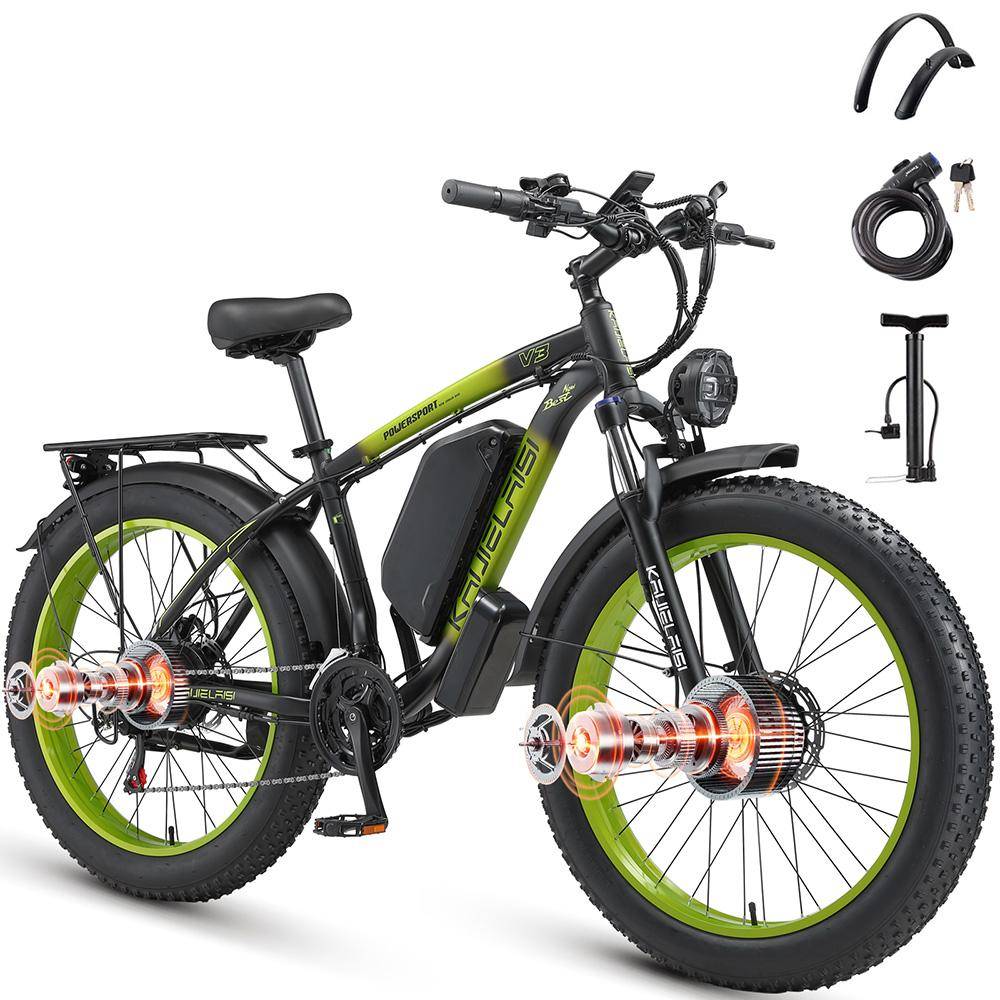 Elcykel Kaijielaisi V3 26  1000Wx2 Motor Dubbla Skivbromsar 48V 23AH Vuxen Elektrisk Mountainbike 21 Växlar Max Last 150 kg blå