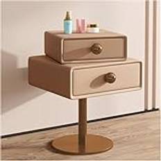 Nightstand for Bedroom, 360° Rotating Desktop Bed End Table, Leather Bed Side Table with 2 Drawers, Modern Style Bedside Table, for Bedroom and Living Room,01,45cm*40cm*60cm