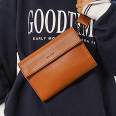 Koreansk version Enkel PU-kuvertväska med klaff, unisex män och kvinnor högkvalitativ crossbody-bröstväska, axelväska, liten fyrkantig väska Old Money - Brun