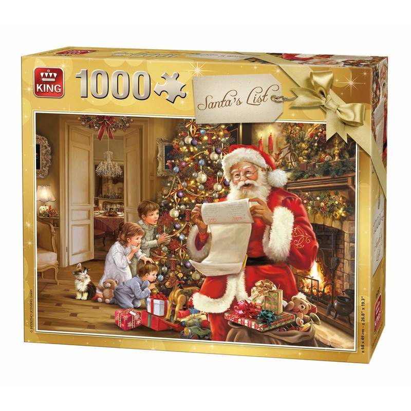 KING 5767 Puzzle Weihnachtsmann Liste 1000 Teile, vollfarbig, 68 x...