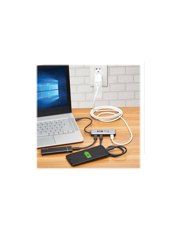 Eaton Tripp Lite series 4-Port USB-C Hub USB 3.2 Gen 2 (10 Gbps) 4x USB-C Ports 100W PD Charging Thunderbolt 3 Compatible Gray USB Hub - 4 porte - Grey