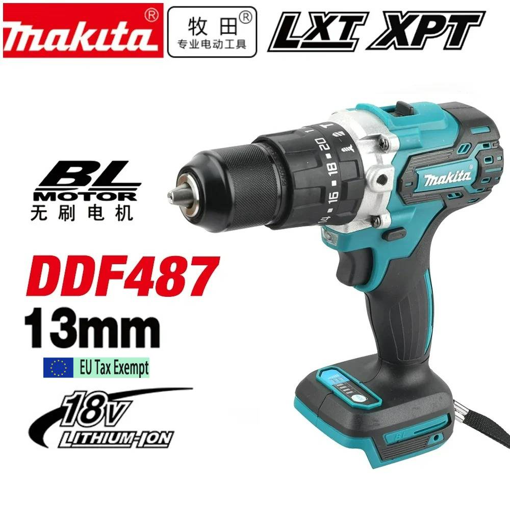Makita DDF487 10mm brushless 18V lithium rechargeable impact drill, household hand drill, high torque electric screwdriver-Original Makita battery, 18V, 6.0Ah, rechargeable lithium battery, replacing