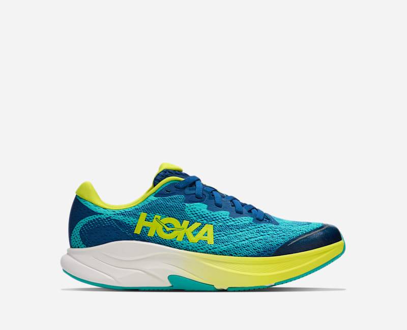 HOKA Rincon 4 Schuhe für Kinder in Electric Aqua/Neon Hoka Citrus Größe 40 2/3Y | Straße