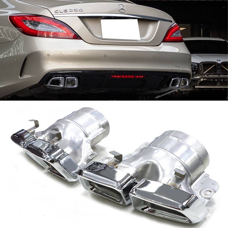 Quad Exhaust Tips for Mercedes Benz W218 CLS 300 350 400 500 Upgrade to CLS63 AMG Style Stainless Steel Tailpipe