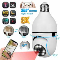 E27 200W 2.4G 1080P Panoramic Camera Home Security Cctv Camera WiFi Night Vision Webcam Support Two-Way Audio Talk Remote View Via Smartphone svart