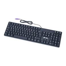 MCSaite 104 Schwarze Standard PS2 Tastatur mit Kabel mit Ziffernblock - Tastaturen (mit Ständern, Wasserdicht, QWERTZ Deutsch, Kompatibel mit Windows)