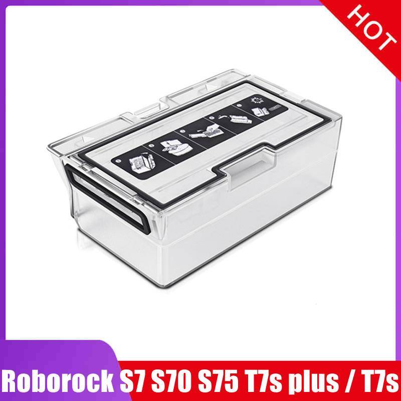 Dammbehållare för Roborock S7 S70 S75 T7s plus T7s G10 Dammbehållare Hepafilter Reservdelar Robotdammsugare Dammbehållare Tillbehör white
