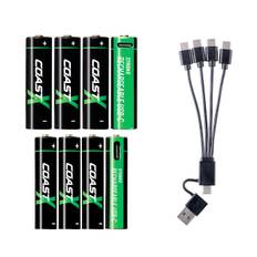 Coast 4xAA + 4xAAA 1.5V USB-C genopladelige batterier - Certificeret CarbonNeutral® (CO2-neutral)
