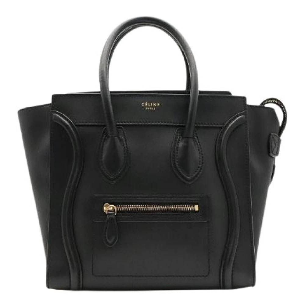 Celine Vintage Pre-owned Luggage Micro Shopper Læder Tote Taske - Vintage - Dame - Sort - ONE SIZE - Læder
