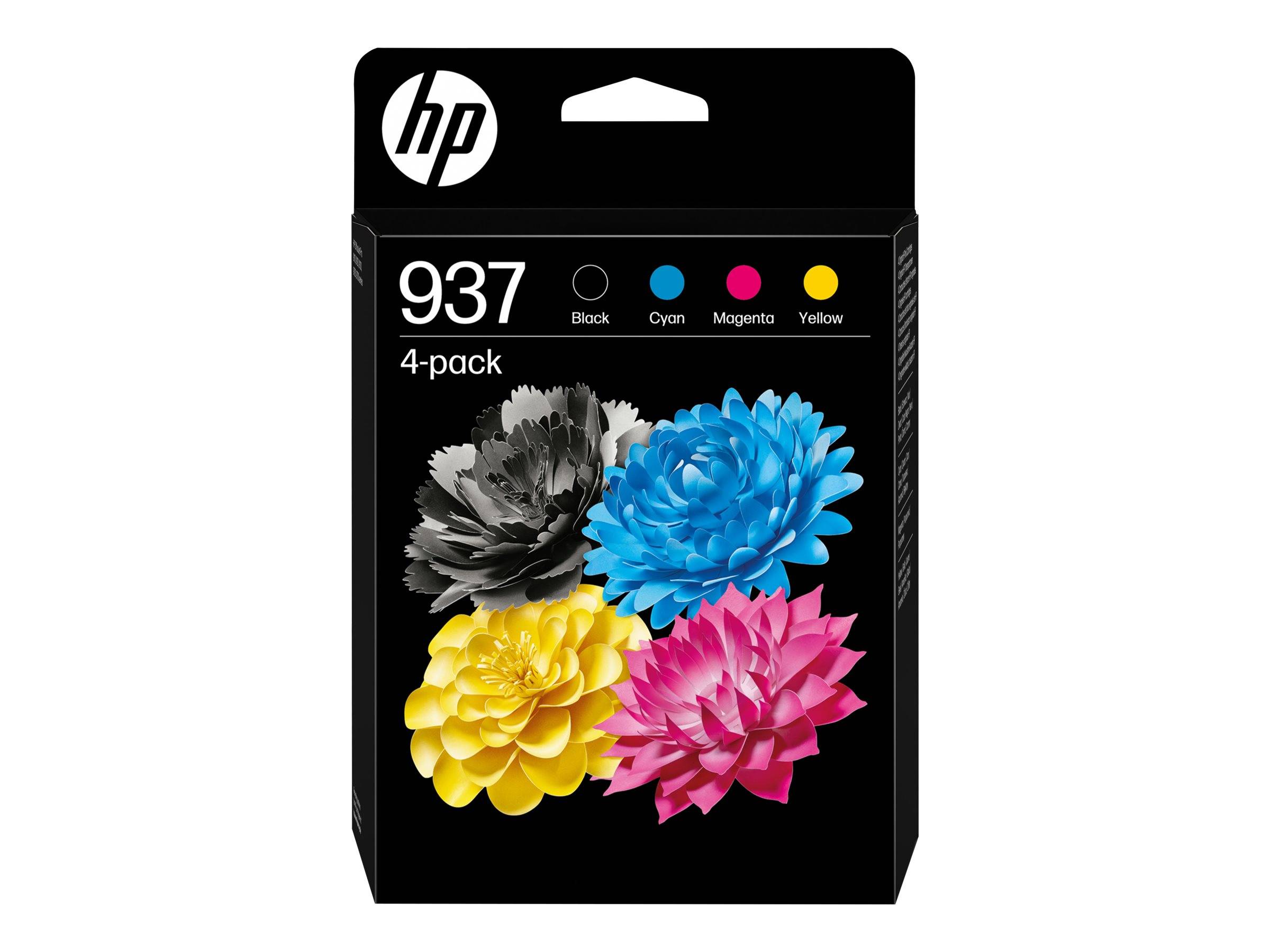 HP 937 4-Pack CMYK(4) Original Sort, Cyan, Magenta, Gul 1250 sider Blæk --> På fjernlager, levevering hos dig 24-09-2026