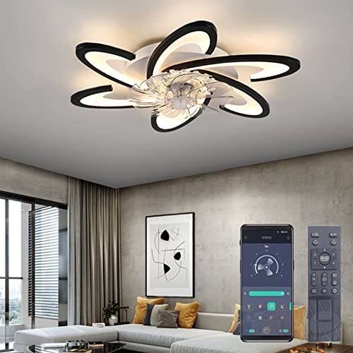 BOSSEN takfläkt med ljus, Φ67cm, 70W modern och tystgående LED-takfläkt med fjärrkontroll och dimning, vardagsrum sovrum matsal Takfläktar med lampor (Svart)