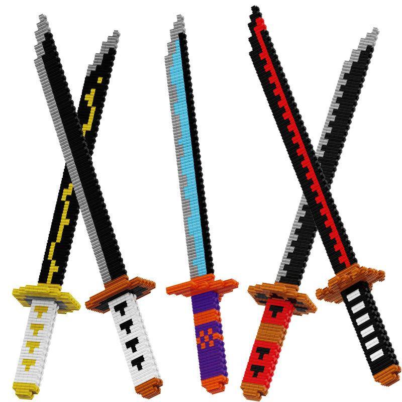 Japanska Anime Byggklossar Blad Kniv Diamant Samurai Svärd Katana Fjäril Nichirin Tegelsten Leksaker För Barn Vuxen black