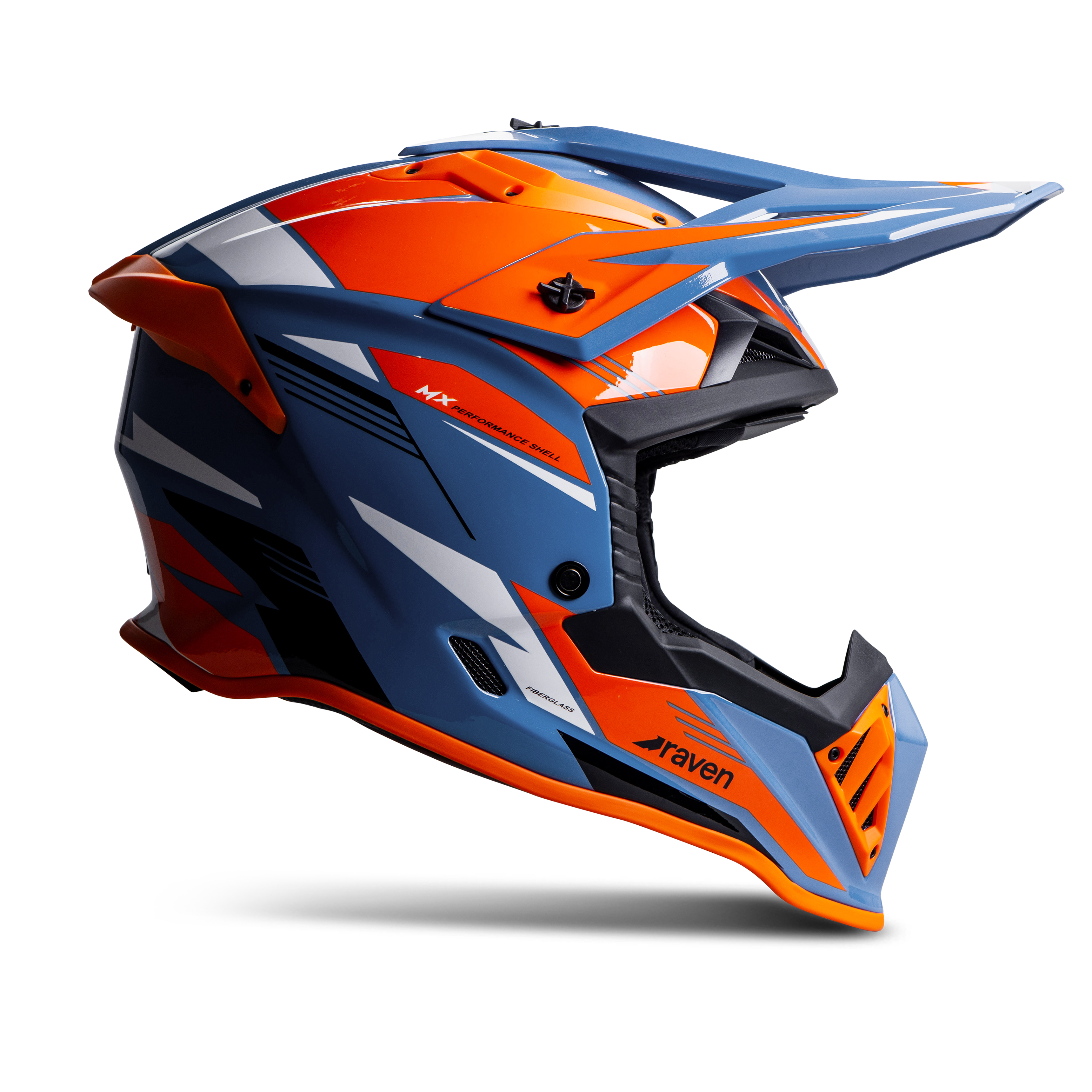 Raven Morphous Crosshjälm Glansig Blå/OrangeXS