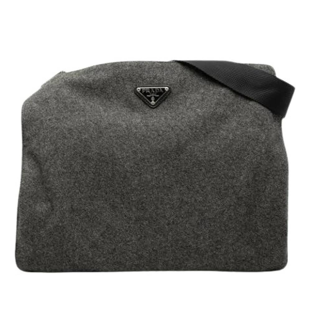 Prada Vintage Pre-owned Crossbody Taske - Vintage - Dame - Grå - ONE SIZE - Uld