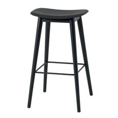 Muuto, Fiber barpall høj Wood Base - 75 cm - Black/Anthracite Black