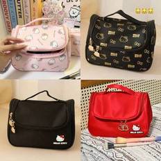 Sanrio Hello Kitty Cosmetic Bag For Women, Travel Portable, Large-Capacity, Cute Cosmetic And Toiletries Bag, Made Of Polyester Material, Portable Han - Multicolor - Black and Gold KT Cat,Black KT Cat,Pink KT Cat,Red KT Cat