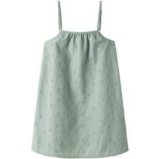 Name It Kjole - NmfVioleta - Aqua Gray m. Broderi Anglaise - Name It - 6 år (116) - Kjole