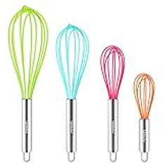 Webake Silikonvisp köksballongvisp 4 st 15 cm 20 cm 30 cm (6 tum) värmebeständig minivisp äggvisp för blandning, vispning, slå, omrörning