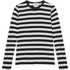 Mads Nørgaard - Copenhagen Fine Wool Sharon Knit Kvinde Sort Med Hvide Striber Langærmede T-shirts Str S - hos Magasin