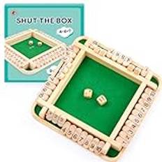 Mystooy Shut The Box-spel, 2–4 spelare tärningsspel av trä brädspel från 3 4 5 6 år matematik pedagogiska leksaker för barn, tärningsspel vuxna för hemmafest eller bar