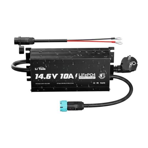 LiTime 14,6V 10A Vattentät LiFePO4-batteriladdare IP67, AC-DC Litiumjärnfosfat-Laddare med Intelligent 0V-Laddfunktion, LED-display