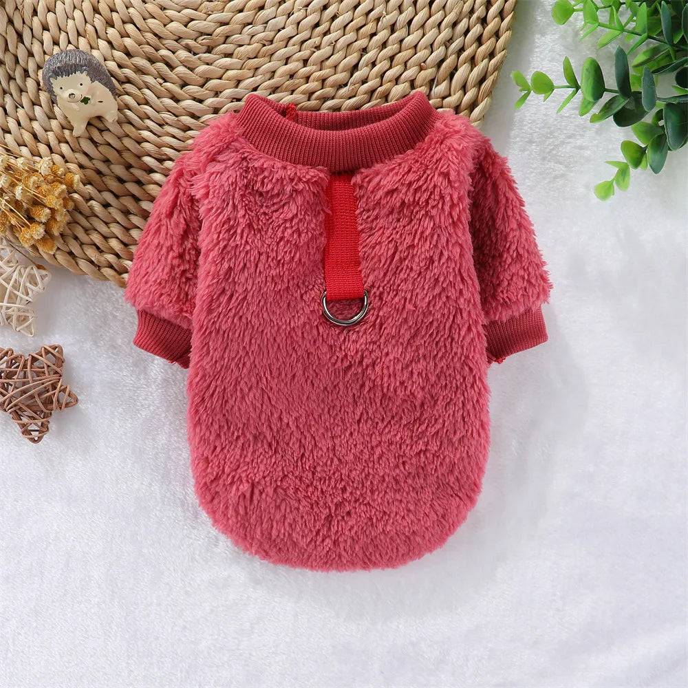 Plush Pet Sweatshirt for Cats & Small Dogs - Rose / XL-suit 4.5-6kg / SPC (XL-suit 4.5-6kg)