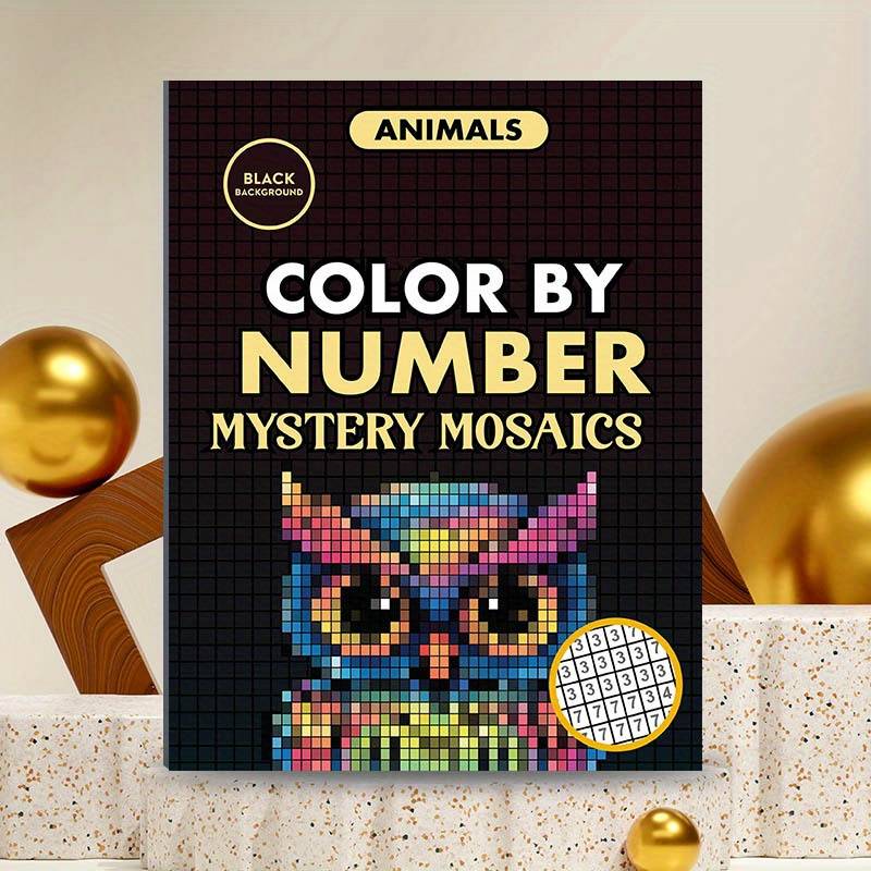 TEMU 24pcs Animals Number Painting Jigsaw Puzzles: Mosaic Book – Adult Relaxation And Whimsical Coloring Book – Square, Diamond, Round Dot Color By Number