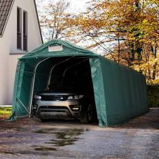 Garagetält 3,3x8,4 m - 2 m inkörshöjd, PVC 800, mörkgrön, inkl. hållfasthet (underlag: betong) - (49685)