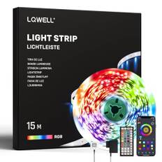 LQWELL® 15M LED Strip-ljus med fjärrkontroll och app, färgförändring synkroniserat med musik, RGB Fairy Lights, lämplig för fest, hem, sovrum, TV