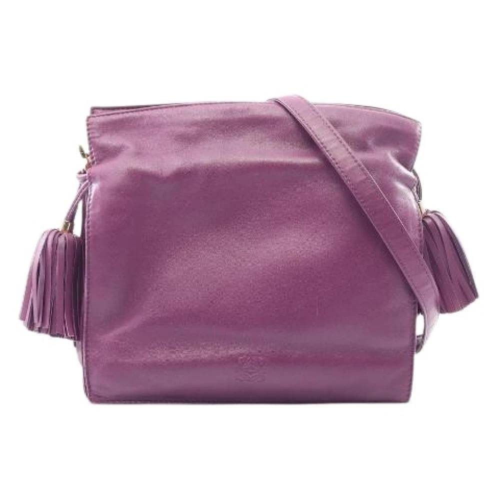 Loewe Pre-owned Pre-owned Flamenco22 Læder Skuldertaske - Vintage - Dame - Lilla - ONE SIZE - Uld