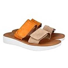 Lince | Lädersandal | Bekväm sula | Gel innersula | V11805 | Tillverkad i Spanien, Beige, orange, 39 EU