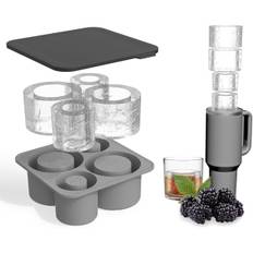 Silikon Isform med Låg til Stanley Cup, Tumbler Isform, Cylinder Silikon Isformar til Frys BPA Fri, Opvaskemaskine Sikker (Grå) Grey