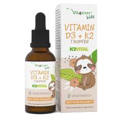 Vitamin D3 K2 Tropfen für Kinder für 300 Tage (10 Monate) - 500 IE Vitamin D & 25μg Vitamin K2 - Hoch bioverfügbar durch Original K2VITAL® - Ohne schädliche Zusätze - Vitamine für Kids