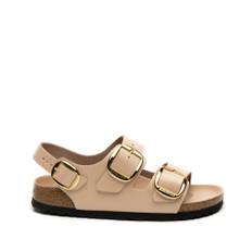 Birkenstock, Sko, Dame, Beige, 38 EU, Beige Sandaler Milano Big Buckle Shine