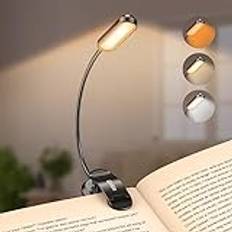 Gritin Läslampa Uppladdningsbar, 11 LED Läslampa med 3 Färgtemperaturlägen,360°Flexibel Ögonskydds Boklampa, Långvarig för Böcker, Resor