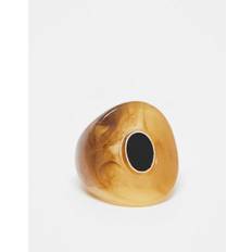 Reclaimed Vintage – Spräcklig ring med sten-Brun