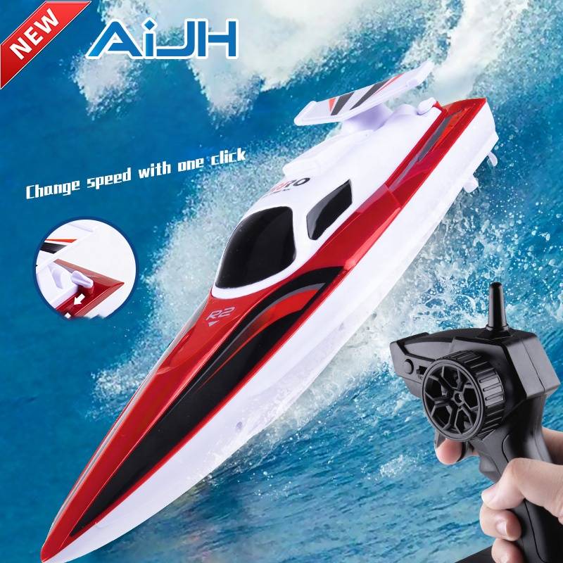 AiJH 15KM/H RC Boat 2.4G Full Proportional Remote Control Racing Boat Model Waterproof In Pool RC Ship Toys