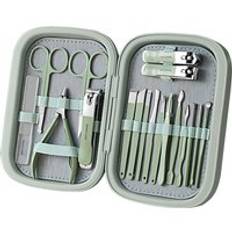 Upgrades 18PCS Professional Stainless Steel Nail Clipper Travel  White Grooming Kit Manicure & Pedicure set