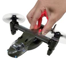 Osprey Airplane Transport Toy with Shining Transformable Pull and Runs Cool! Lights, Sounds, Propellers, Back, (Moss Green)