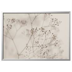 BJÖRKSTA bild med ram, blommor-i närbild/aluminiumfärg, 140x100 cm