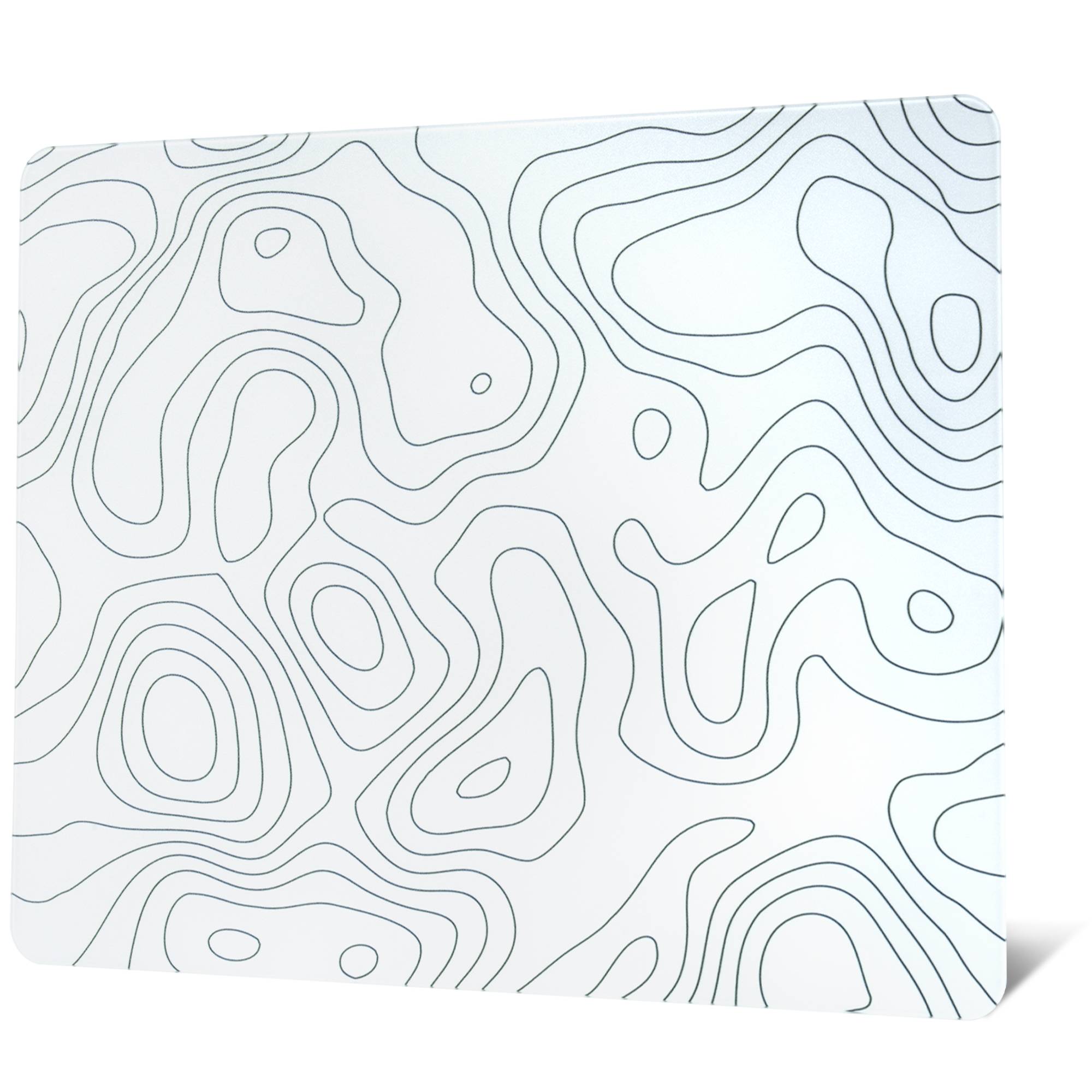 XVX White Glass Mouse Pad Topographic Map Large Glass Gaming Mousepad Hard Mouse Pad for Speed and Precision Suitable for Gaming