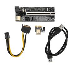 PCIe Riser Adapterkort 1X til 16X Dobbelt 6Pin Temp Sensor USB3.0 Strømkabel Mining Riserkort til grafikforlængelse