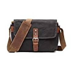 FANDARE Retro kamera, axelväska, män, canvas, arbetsväska, damer, messengerväska, axelväska, herrväska för upphängning för resor, skola, högskola, arbete, utomhus, skolväskor, svart, L, Retro